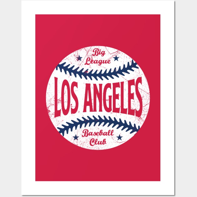 Los Angeles Retro Big League Baseball - Red Wall Art by KFig21